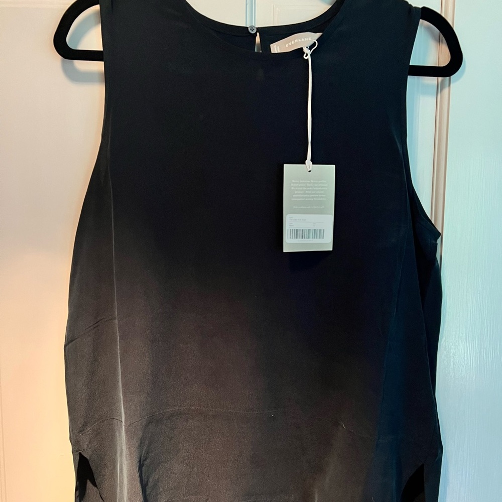 Everlane The Clean Silk Shell Black Size 10 NWT